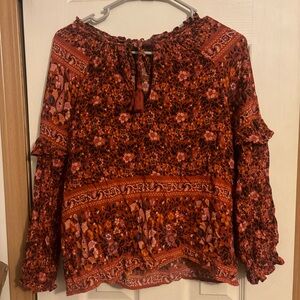 American Eagle Womens’ Blouse Fall Floral Long Sleeves - SMALL